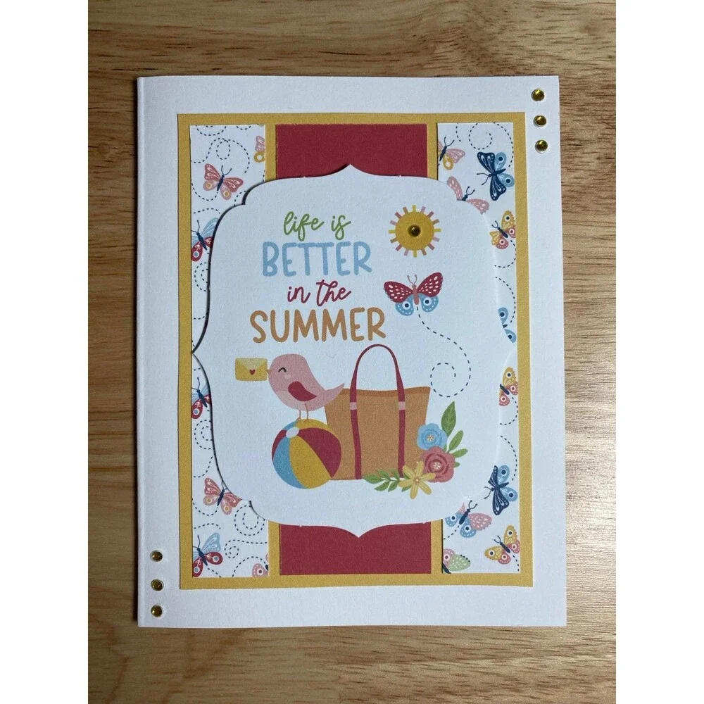 Handmade Summer Blank Greeting Card A2 & Envelope